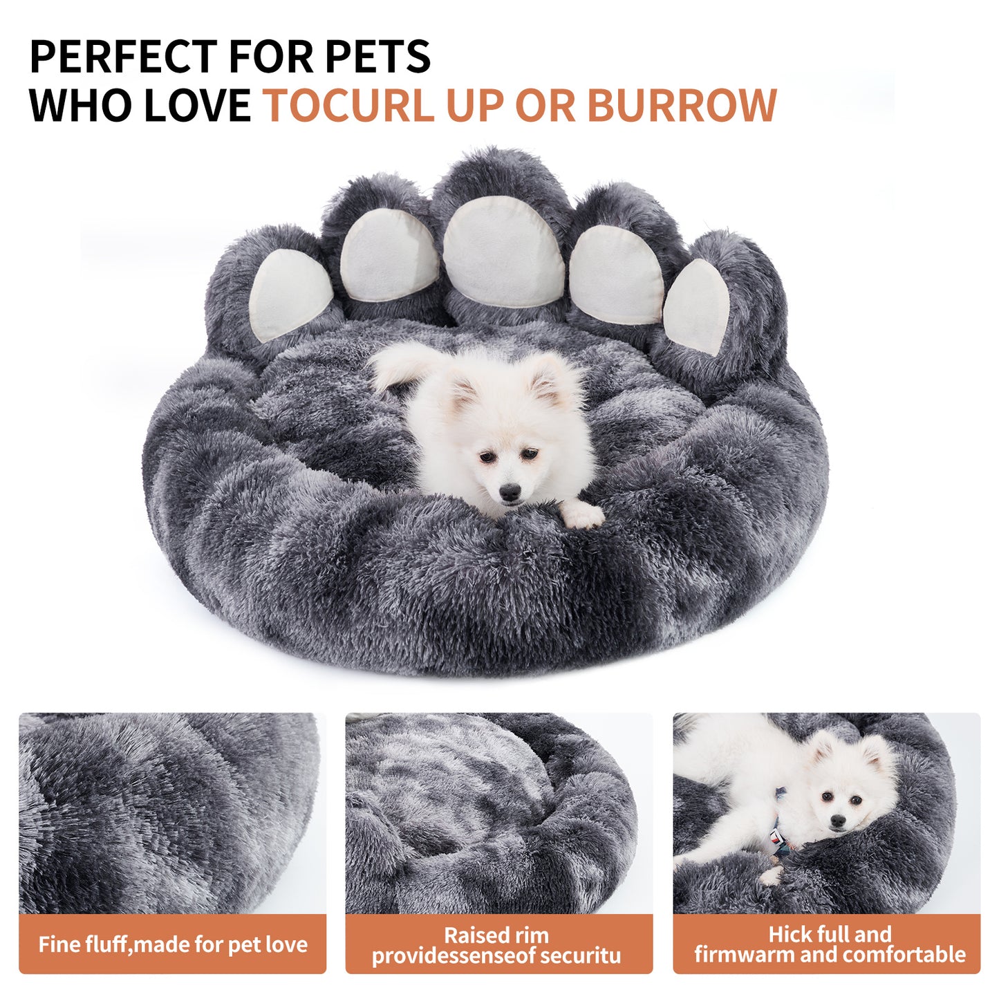 Cute Pets Bear Paw Shape Bed