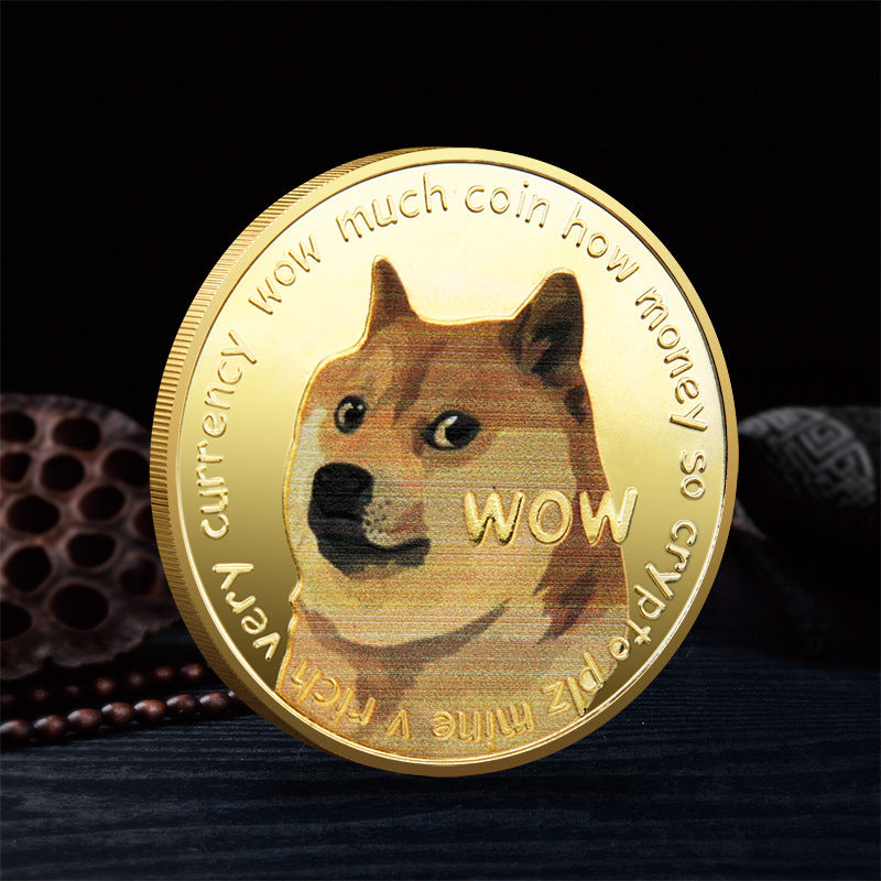 WOW Dogecoin To The Moon In Doge We Trust Gold Plated Commemorative Coins