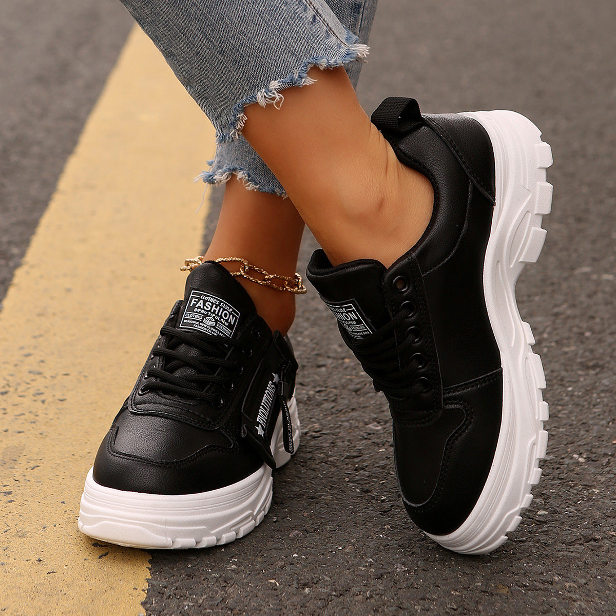 Side-Zipper Design Casual Shoes For Women