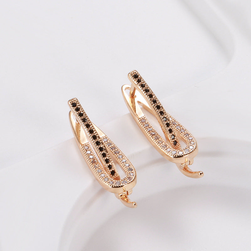 Rose Gold Two-color Zircon Women's Earrings