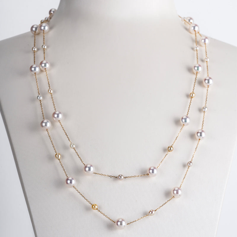 Mixed Color Star Pearl Sweater Necklace