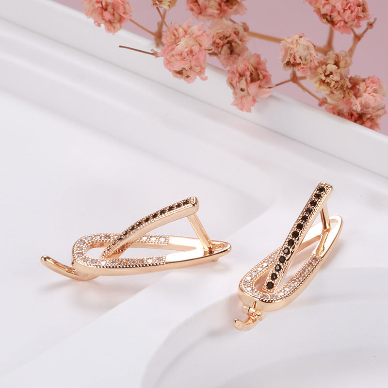 Rose Gold Two-color Zircon Women's Earrings