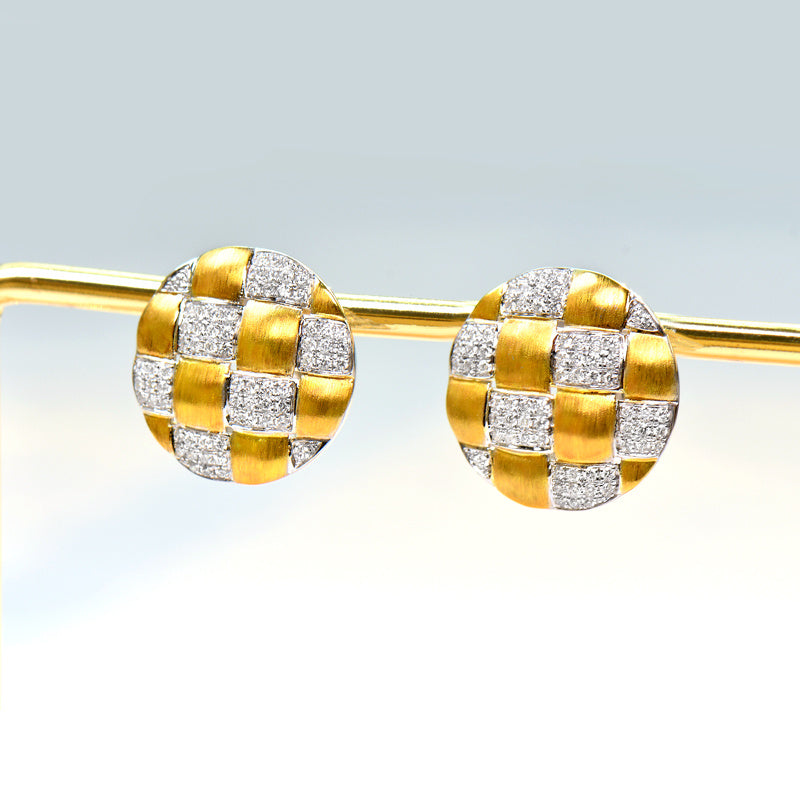 18K Gold Diamond Braided Earrings