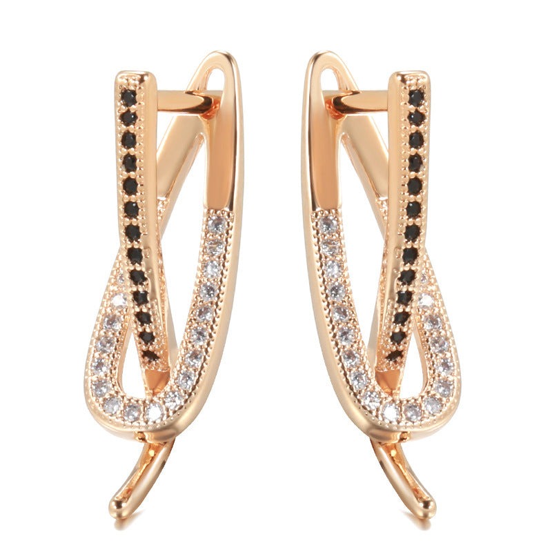 Rose Gold Two-color Zircon Women's Earrings