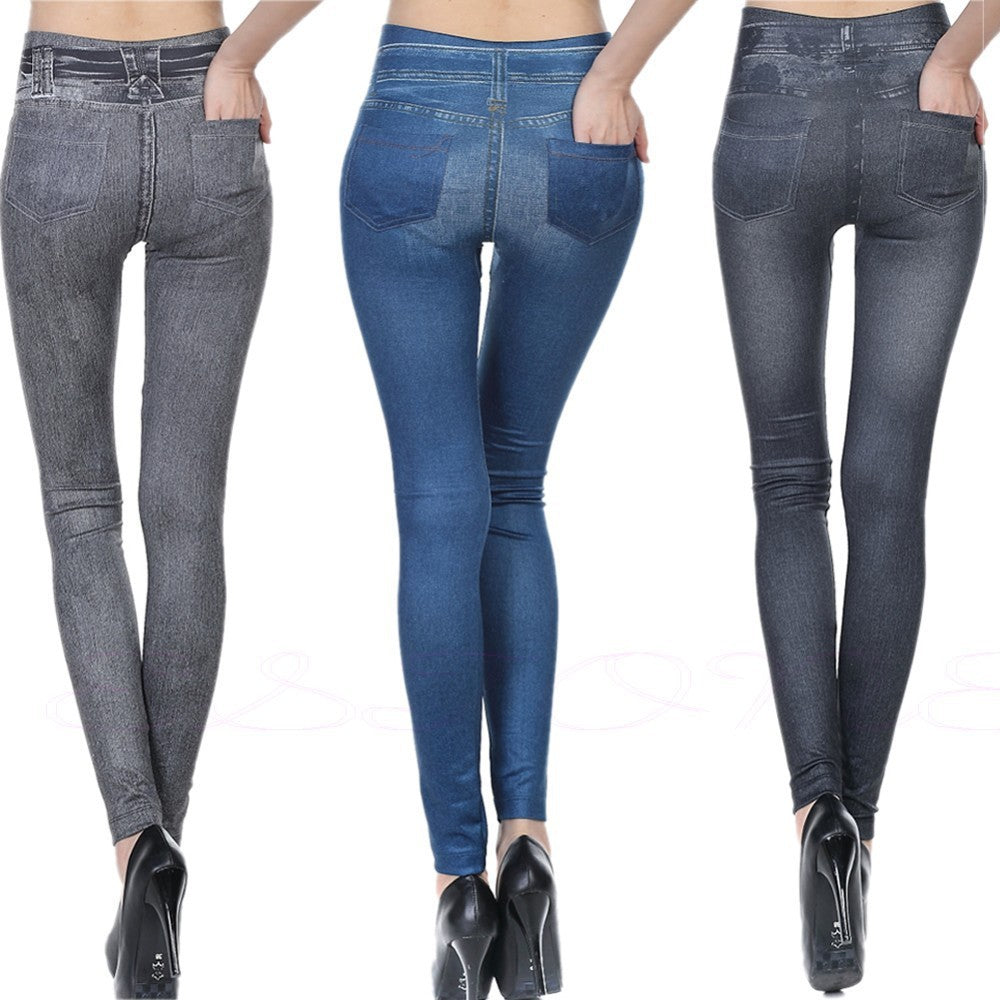 High Waisted Denim Jeggings Women